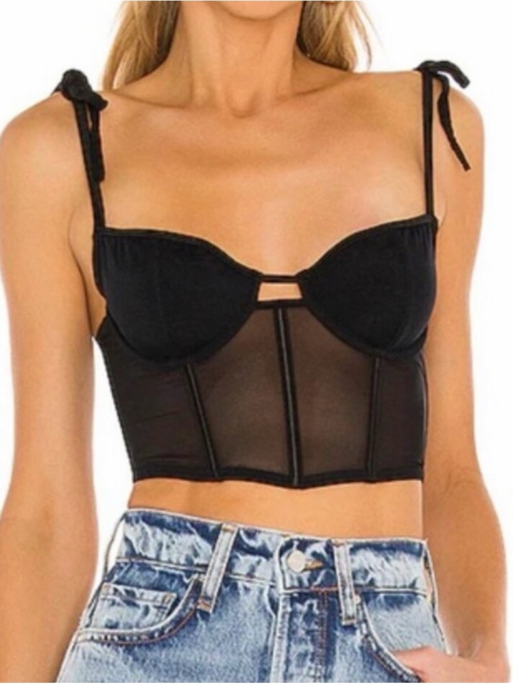 KAT THE LABEL Femme Bustier in Black. Size Small